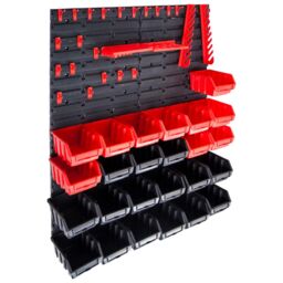 Berkfield Home 29 Piece Storage Bin Kit with Wall Panels Red & Black - thumbnail 1