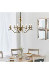 Netlighting Kora 8 Light Chandelier Antique Brass Finish E14 in Gold - thumbnail 2