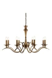 Netlighting Kora 8 Light Chandelier Antique Brass Finish E14 in Gold