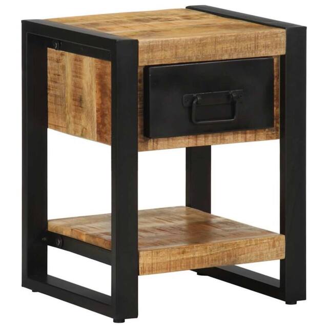 Berkfield Home Bedside Cabinet 35x34x45 cm Solid Rough Wood Mango in Brown - Size: 35 x 34 x 45 cm