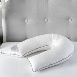 Snug City V Shape Duck Feather & Down Luxury Pillow 100% Cotton Cover in White - thumbnail 1