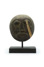 KDMD Timor Tribal Decorative Mask-Handcrafted Antique Albasia Wood 27x20cm in Black - Size: 27x20 cm - thumbnail 1