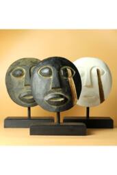 KDMD Timor Tribal Decorative Mask-Handcrafted Antique Albasia Wood 27x20cm in Black - Size: 27x20 cm - thumbnail 5