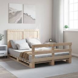 Berkfield Home Beautiful Bed Frame without Mattress with Headboard 140x200 cm So in Light Tan - thumbnail 2