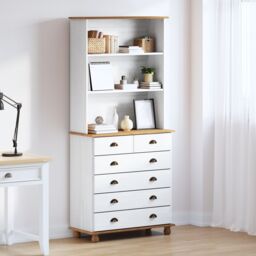 Berkfield Home Hutch ‚ÄúASKIM‚Äù White 91x40x199.5 cm Solid Wood Pine - thumbnail 1