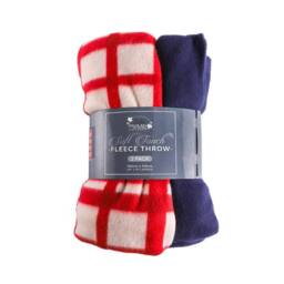 Voltico 2 Pack Fleece Throws - navy & Grey / navy & Red, 100 × 150 cm in Red - Size: 120 cm x 150 cm - thumbnail 2