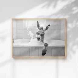 60 SECOND MAKEOVER Donkey Smoking A Cigar In The Bath Quirky Animal Print - Size: A4 - thumbnail 1