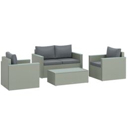 OUTSUNNY 4 Piece Rattan Garden Furniture Set with Cushions, Light Grey - thumbnail 2