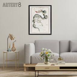 "Artery8 Draco & Ursa Minor Constellation Hall Framed Canvas Wall Art Print in White - Size: W12"" x H16""" - thumbnail 3