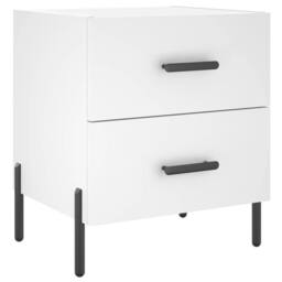 Berkfield Home Modern Bedside Cabinet White 40x35x47.5 cm Engineered Wood - thumbnail 3
