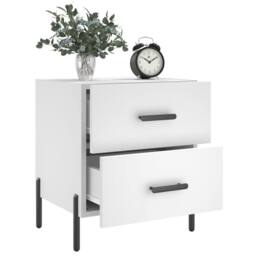 Berkfield Home Modern Bedside Cabinet White 40x35x47.5 cm Engineered Wood - thumbnail 4