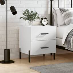 Berkfield Home Modern Bedside Cabinet White 40x35x47.5 cm Engineered Wood - thumbnail 2