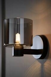 ValueLights Demi Smoked Glass Cup Wall Light in Black - thumbnail 1
