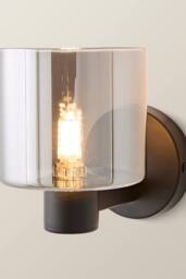 ValueLights Demi Smoked Glass Cup Wall Light in Black - thumbnail 3