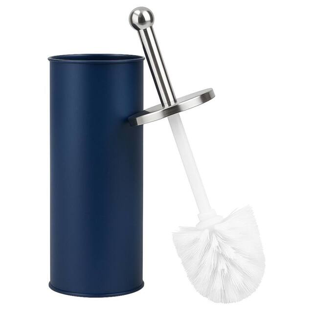 VOGREX Blue Stainless Steel Toilet Brush Set Matt Holder Cup - image 1
