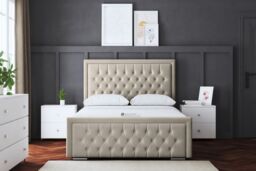 DS Living Allegra Upholstered Beige Ottoman Bed with Headboard - Size: Double - thumbnail 2