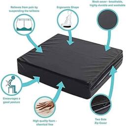 "Nordara 18""x16""x3"" Orthopaedic Memory Foam Cushion in Black - Size: 40 cm x 40 cm" - thumbnail 3