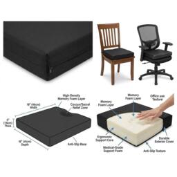 "Nordara 18""x16""x3"" Orthopaedic Memory Foam Cushion in Black - Size: 40 cm x 40 cm" - thumbnail 5