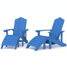 Berkfield Home Garden Adirondack Chairs 2 pcs with Footstools HDPE Aqua Blue - thumbnail 2