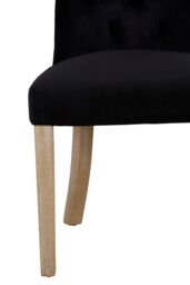 Orsina Linen Dining Chair with Wooden Legs in Black - thumbnail 6