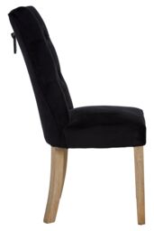 Orsina Linen Dining Chair with Wooden Legs in Black - thumbnail 3