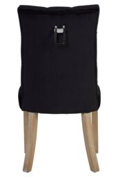 Orsina Linen Dining Chair with Wooden Legs in Black - thumbnail 2