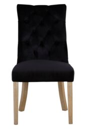 Orsina Linen Dining Chair with Wooden Legs in Black - thumbnail 4