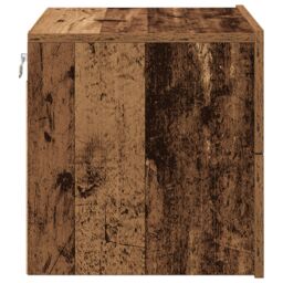 Berkfield Home Bedside Cabinets with LED Lights 2 pcs Wall-Mounted Old Wood in Brown - thumbnail 9
