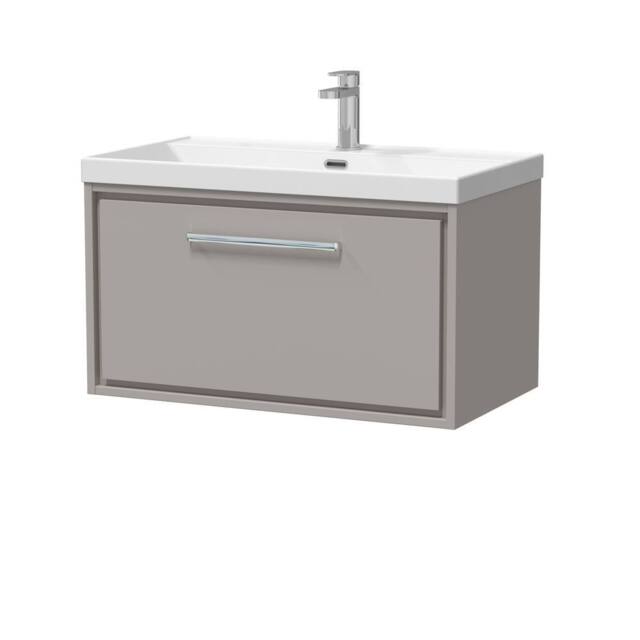 Balterley Bathroom 1 Soft Close Drawer Wall Hung Vanity Unit Basin, Grey, 600mm in Grey - image 1