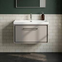Balterley Bathroom 1 Soft Close Drawer Wall Hung Vanity Unit Basin, Grey, 600mm in Grey - thumbnail 3