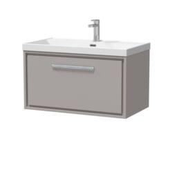 Balterley Bathroom 1 Soft Close Drawer Wall Hung Vanity Unit Basin, Grey, 600mm in Grey - thumbnail 1