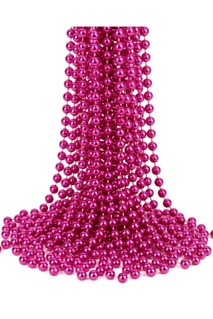 Neel Blue 9M Metallic Christmas Bead Chain - 7.5mm Shiny Pearl Garland in Dark Pink - image 1