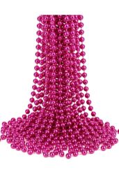 Neel Blue 9M Metallic Christmas Bead Chain - 7.5mm Shiny Pearl Garland in Dark Pink - thumbnail 1