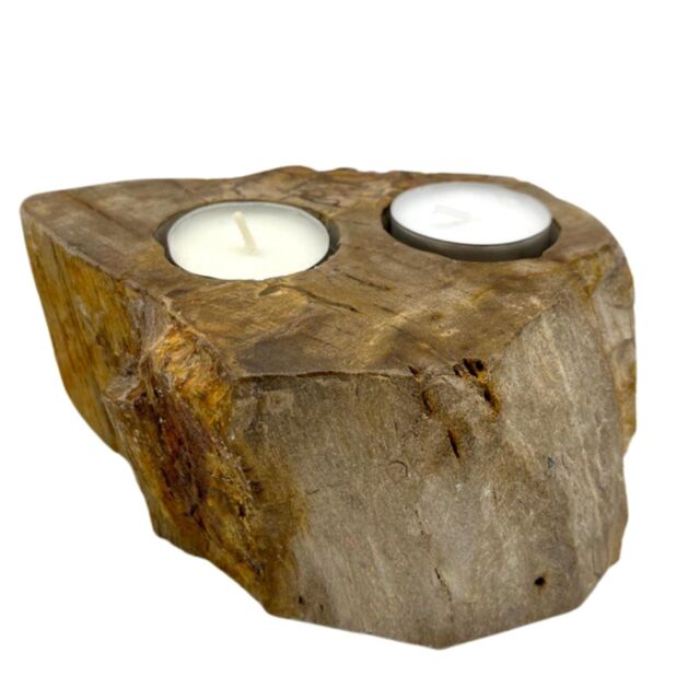 KDMD Petrified Wood Candle Holder - Double in Brown - image 1