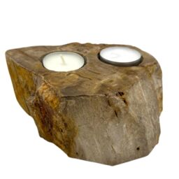 KDMD Petrified Wood Candle Holder - Double in Brown - thumbnail 1