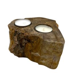 KDMD Petrified Wood Candle Holder - Double in Brown - thumbnail 2