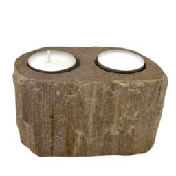 KDMD Petrified Wood Candle Holder - Double in Brown - thumbnail 4
