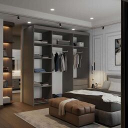 Sliding Wardrobes 4U Modern Double Sliding Wardrobe with LED Light W203cm x H217cm x D62cm in Grey - thumbnail 3
