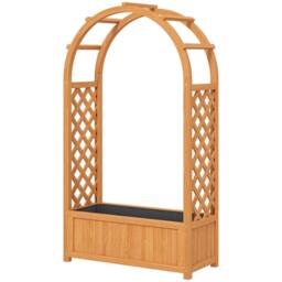 KORVIXA Wooden Raised Garden Bed, Garden Planter Box with Trellis in Brown - Size: 1.25kg - thumbnail 1