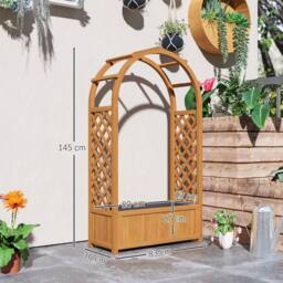 KORVIXA Wooden Raised Garden Bed, Garden Planter Box with Trellis in Brown - Size: 1.25kg - thumbnail 2