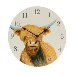 mysmartbuy Highland Cow Indoor or Outdoor Garden Quartz Wall Clock - 30cm Dia - thumbnail 3