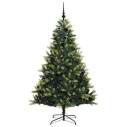 Berkfield Home Realistic Artificial Hinged Christmas Tree 300 LEDs Green 180 cm - thumbnail 4