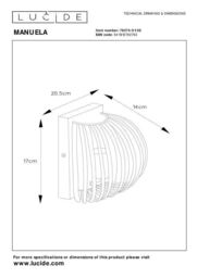 Lucide 'MANUELA' Modern Dimmable Stylish Indoor Decorative Wall Light 1xE14 in Black - thumbnail 5