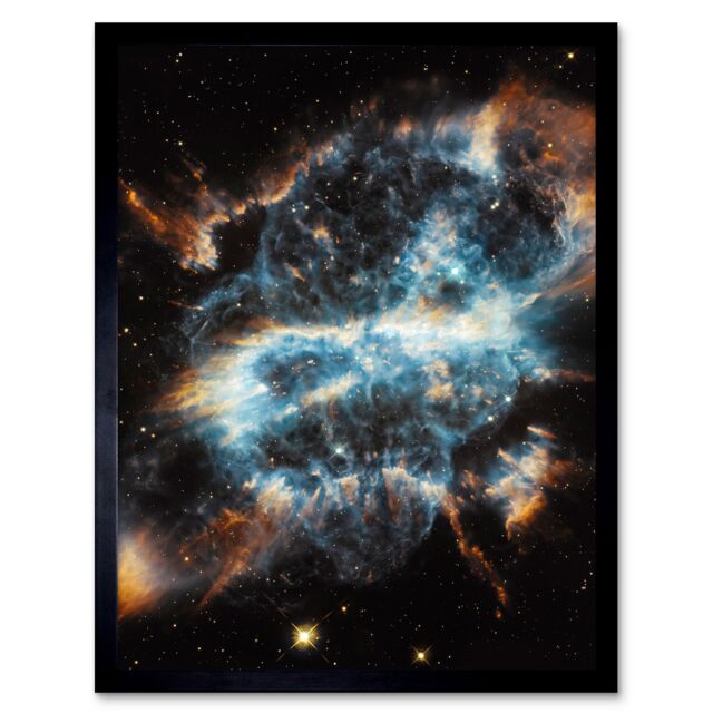 Artery8 Hubble Space Telescope Image Planetary Nebula NGC 5189 Glowing Blue Gas Clouds & Gold Cometary Knots Around Dying Star Art Print Framed - image 1