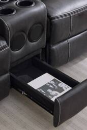 More4Homes Vinson Electric Recliner 1+2 Seater Sofa Set Air Leather With Speakers in Charcoal - Size: Large - thumbnail 5