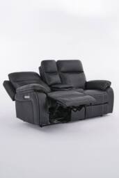 More4Homes Vinson Electric Recliner 1+2 Seater Sofa Set Air Leather With Speakers in Charcoal - Size: Large - thumbnail 9