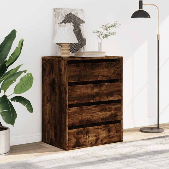 Berkfield Home Classic Corner Chest of Drawers Smoked Oak 60x41x76 cm Engineered Wood in Brown - Size: 60 x 41 x 76 cm - image 1