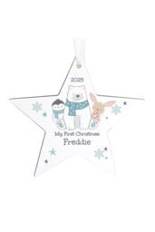 Personalised Memento Company Personalised Polar Bear Christmas Star Ornament in White