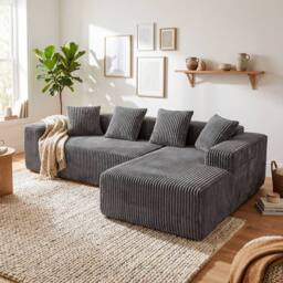 Dprodo 261CM Modular Right L-Shaped Sectional Sofa, 4 Seater Corner Sofa in Grey - thumbnail 1