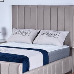 UK Bed Furniture Milano Slatted Base Upholstered Bed with 48 Inch Headboard in Silver - Size: Single - thumbnail 2